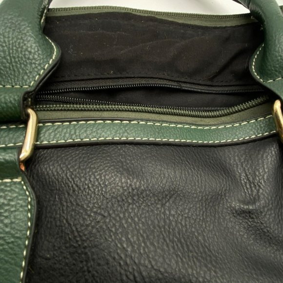 Black Rivet 17" Tote Bag w Should Strap Green Brown Black Handbag Satchel - Picture 11 of 13